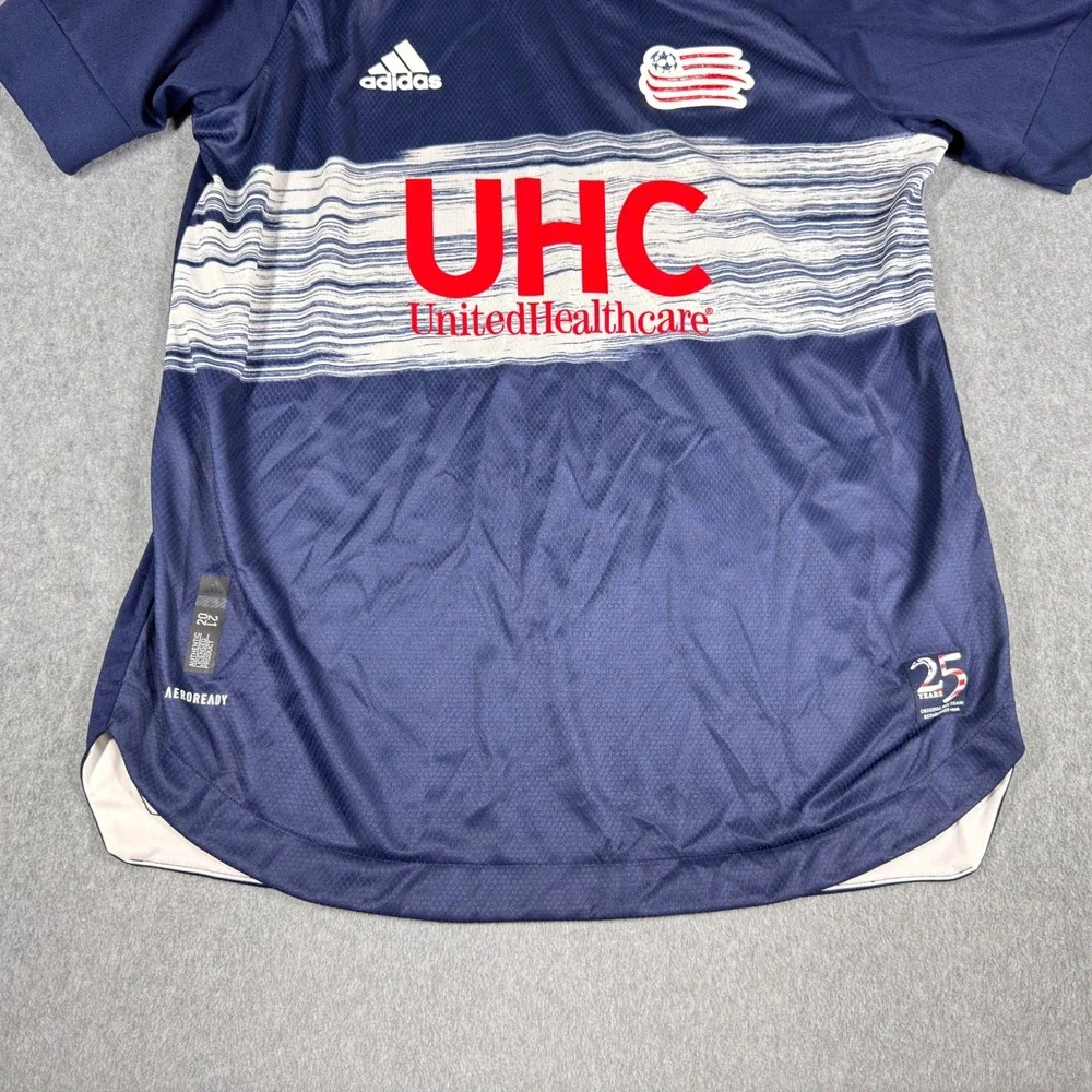 Adidas New England Revolution MLS Soccer Jersey Mens L Blue UHC 25th Anniversary